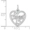 14K White Gold Sweet 15 Heart Charm Birthday Pendant Jewerly 22mm x 16mm